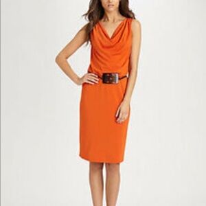 🔥 Josie Naturo orange sleeveless belted sheath dress